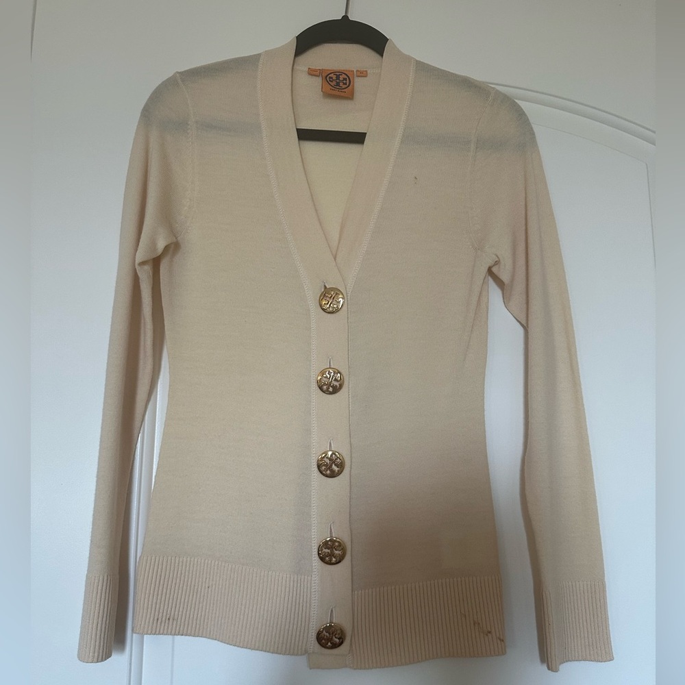 Tory Burch Merino Wool Plunge Neckline Sweater